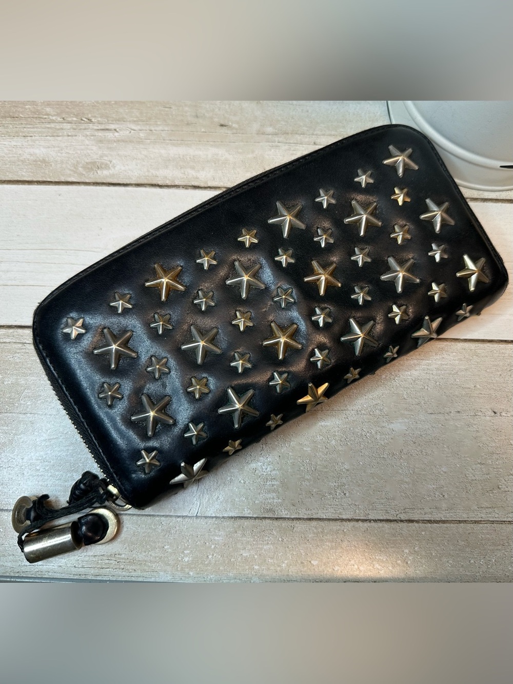 Jimmy Choo Filipa Star Studded Leather Zip-Around Wallet - Picture 4 of 8